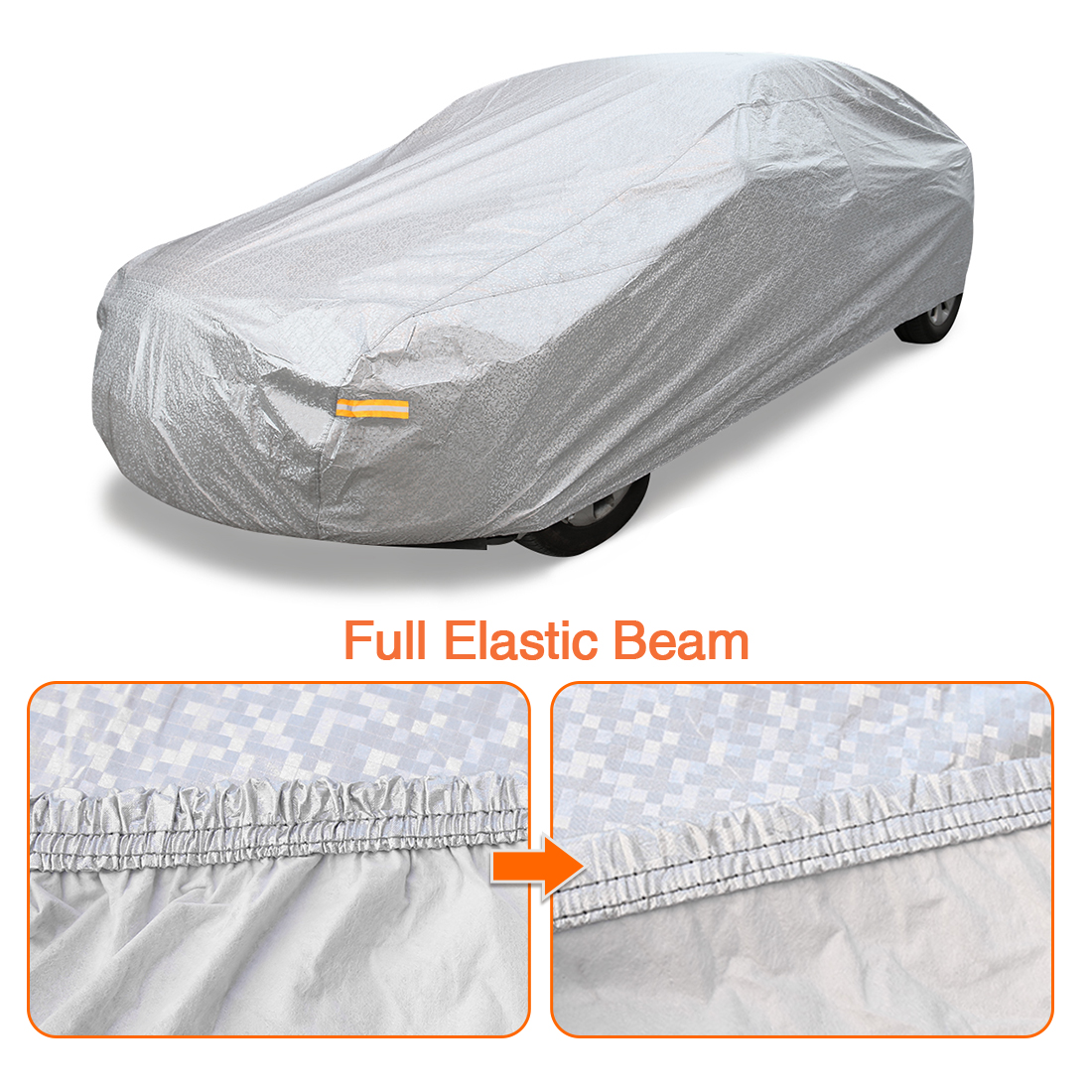 Unique Bargains 3XXL Car Cover Waterproof Breathable Heat Resistant Silver Tone