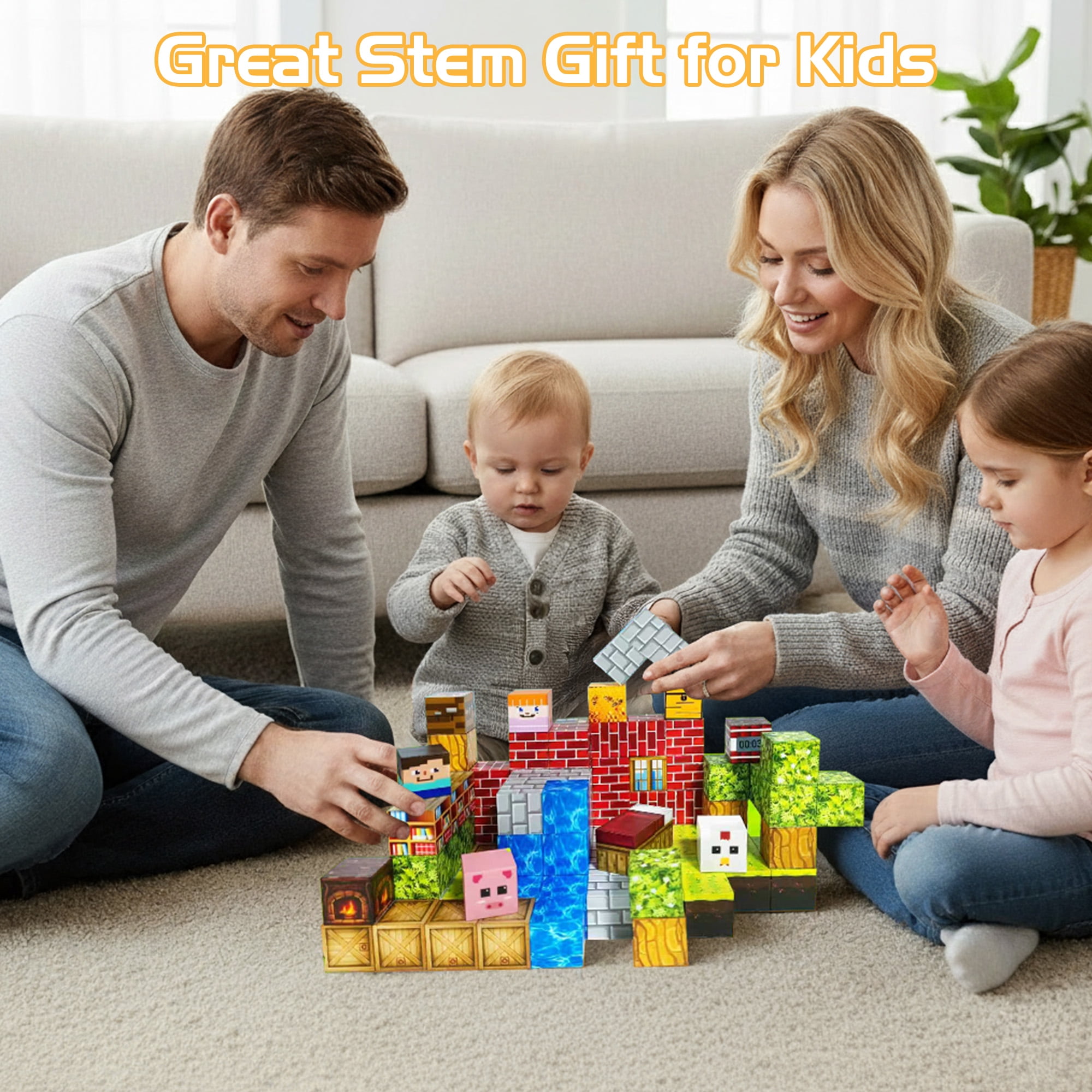 KAIPARA Magnetic Building Blocks, 100Pcs 0.9" STEM Toy Building Sets for Kids Age 3+, Sensory Stacking Toy Ideal Birthday Gift for Kids