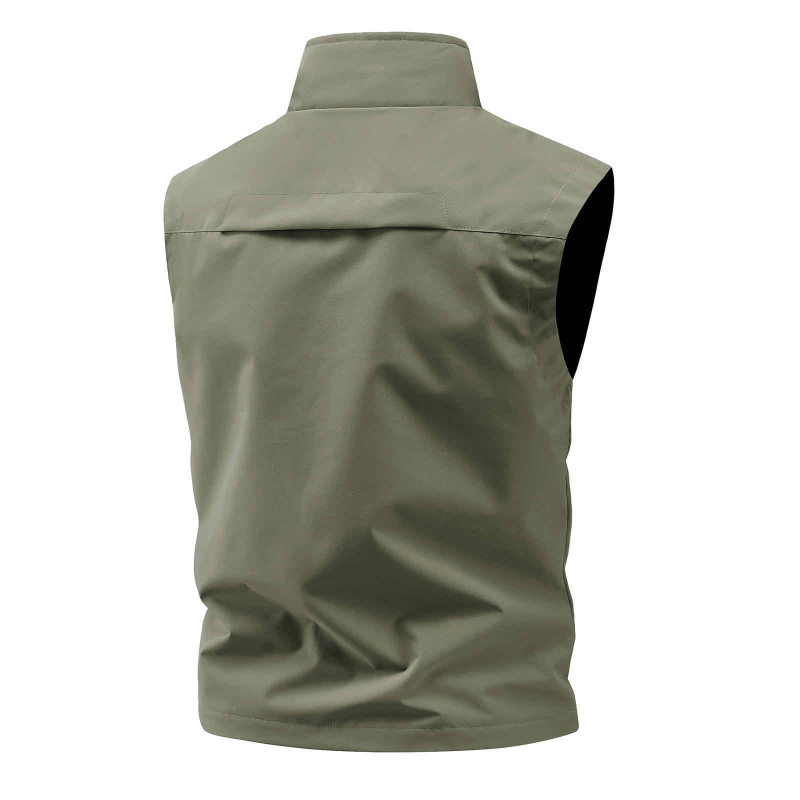 Men's Windproof Lightweight Golf Vest Outerwear with Zipper Pockets Softshell Sleeveless Jacket for Running Hiking Sports Big and Tall Size M-5XL Army Green