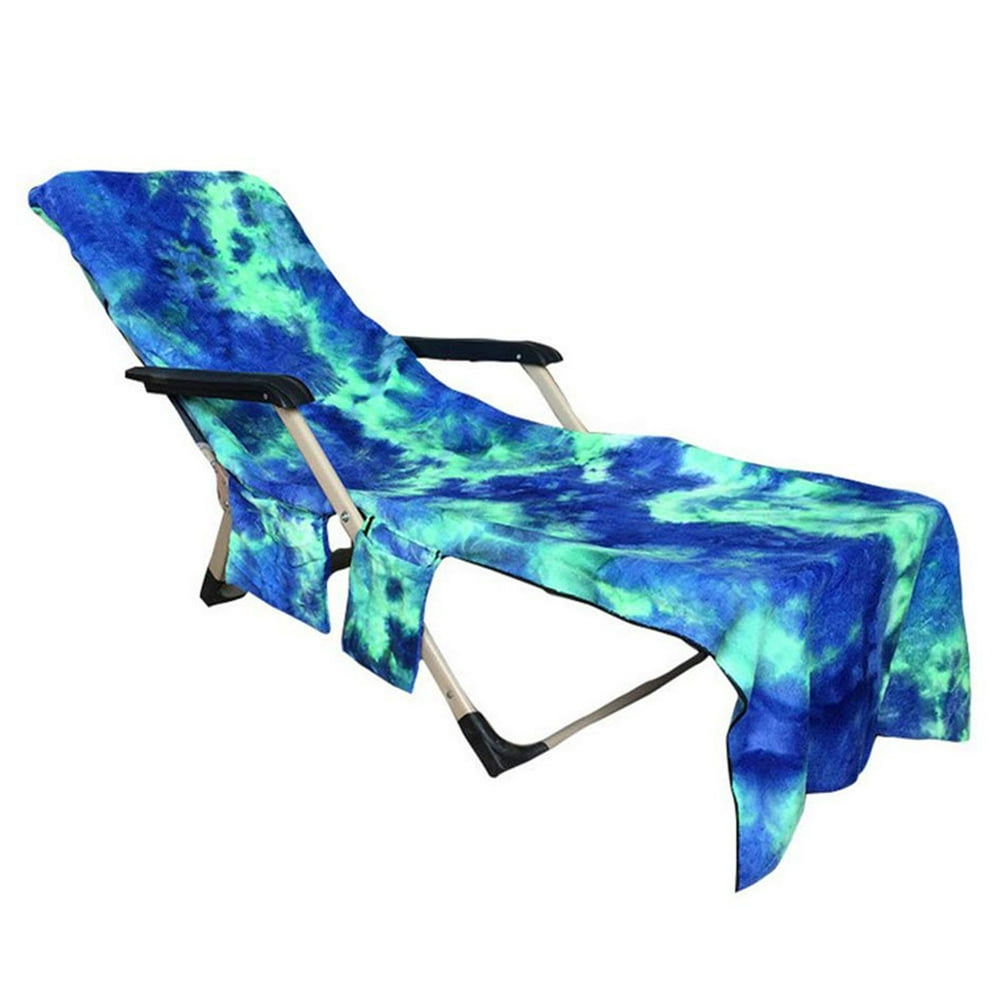 Beach Chair Cover Towel Lounge Chair Towel Cover with Side Storage ...