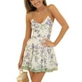 thumbnail image 1 of Opperiaya Robe d'Été Décontractée pour Femmes à Imprimé Floral, Col en V, Dos Nu, Mini Robe à Volants, 1 of 6
