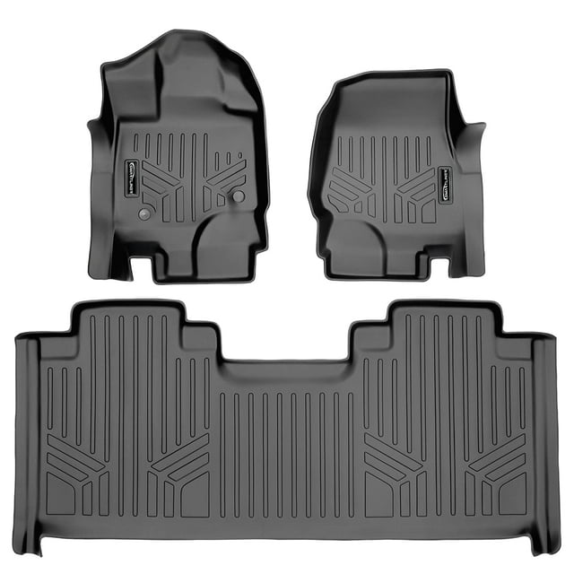 MAXLINER Tapis de Sol Ensemble de Doublure 2 Rangées Gris pour Ford F-150 SuperCab 2015-2022 avec Sièges Baquets 1ère Rangée