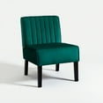 thumbnail image 4 of Reese Green Velvet Accent Chairs (Set of 2) - Mid-Century Modern Design, Wood Legs, Living Room/Bedroom. Comfortable &amp; Stylish. 29.5"x20.8"x34.8", 4 of 6