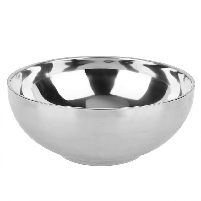 Tazón de sopa de fideos de doble capa de acero inoxidable para el hogar, recipiente para comida y fruta (medio)