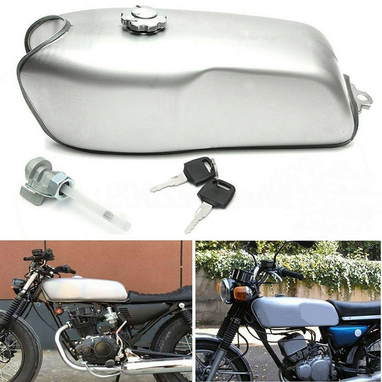 9L 2.4 Gallon Chrome Motorcycle Universal Gas Fuel Tank For Cafe