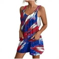 thumbnail image 3 of QATAINLAV Women's Casual Sleeveless Rompers 4th of July Short Jumpsuits 2024 Trendy Red White and Blue American Flag Strap Overall Shorts Festival Outfits Blue M Ofertas Relampago de Hoy, 3 of 6