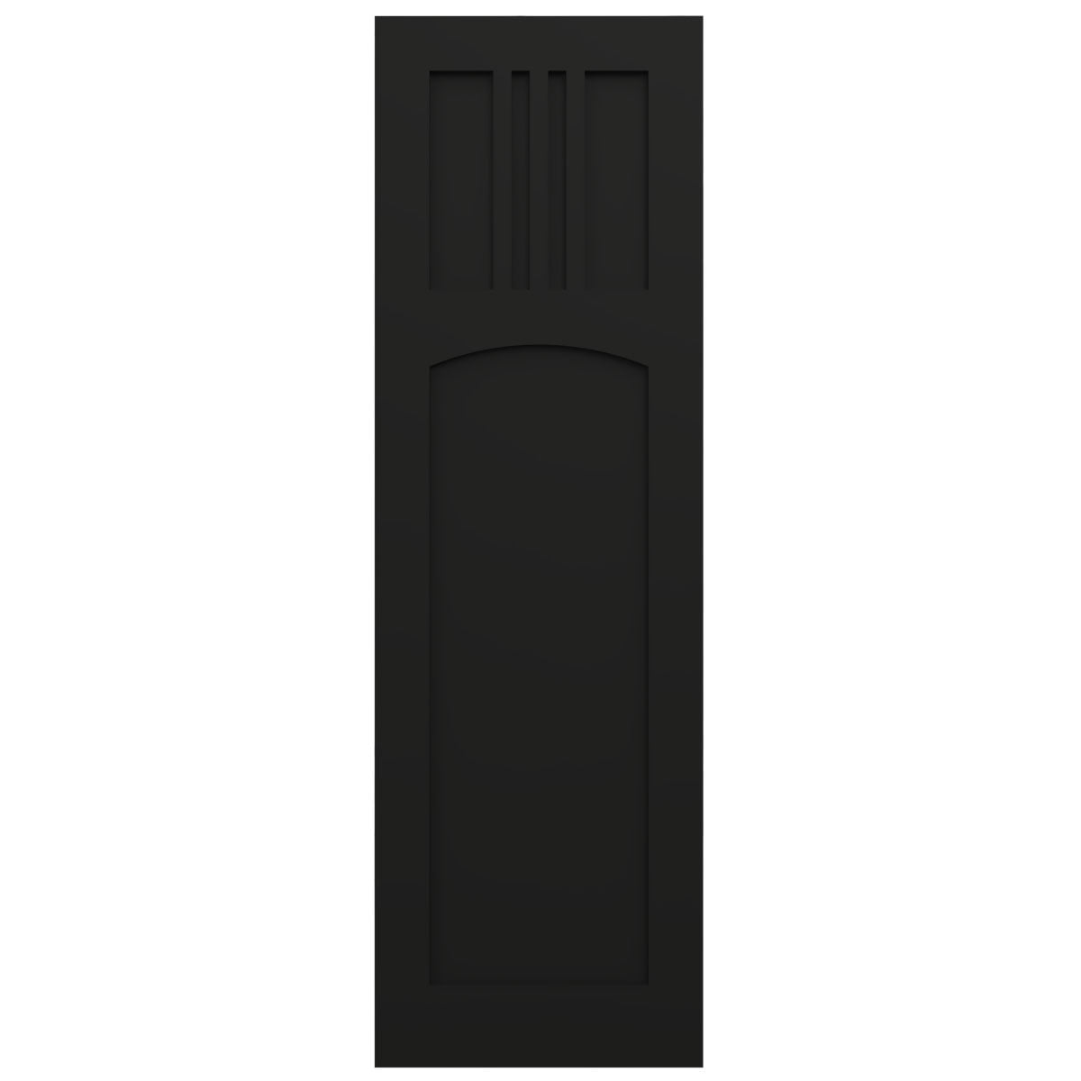 Ekena Millwork 15"W x 35"H True Fit PVC San Miguel Mission Style Fixed Mount Shutters, Black (Per Pair - Hardware Not Included)