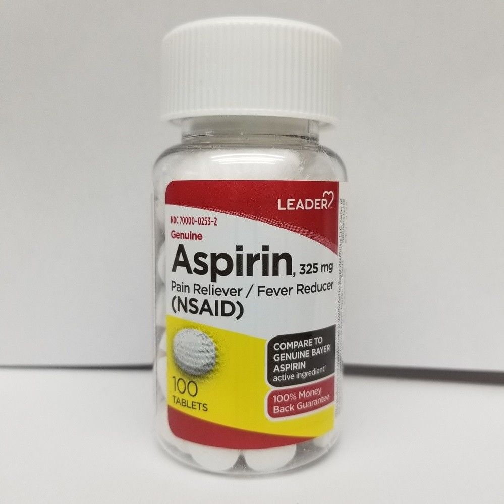 Leader Aspirin Tablets, 325mg, 100ct
