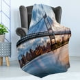 thumbnail image 4 of New York City Soft Flannel Fleece Throw Blanket, Kennedy Triboro Bridge in Queens New York Manhattan River Scenery, Cozy Plush for Indoor and Outdoor Use, 60" x 80", Orange Peach Blue, by Ambesonne, 4 of 5