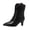 Black, variant on Womens Ruched Cuff Ankle Boots Pointed Toe Chunky Heels Pull on Elegant Party Casual Dress Short Booties White Size 5.5