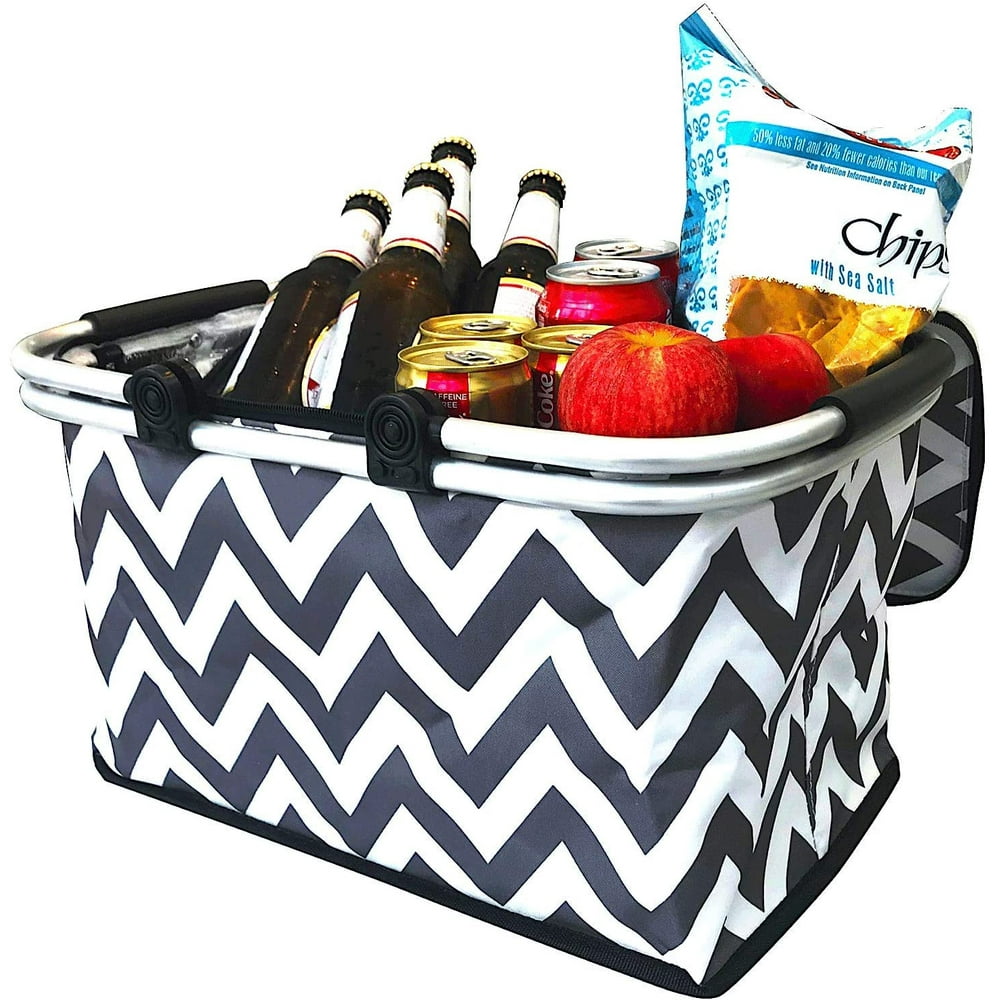Large Insulated Picnic Basket Cooler 9 Gal Capacity Leakproof Folding
