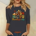 thumbnail image 2 of APEXFWDT Women's Plus Size Thanksgiving T-Shirt - 3/4 Sleeve Crew Neck Turkey Print Casual Tee, Festive Daily Wear,XXXXL,Dark Gray, 2 of 4