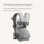 Bc Babycare Hexa Effortless Carrier, Ergonomic Carrier with Hip Seat Lumbar Support (Newborn to Toddler), Gray