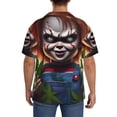 thumbnail image 3 of Lsque Chucky print Men's Cuban Collar Short Sleeve Shirt Summer Beachwear Casual Button Down Fashionable Vacation Leisure Shirt-3X-Large, 3 of 7