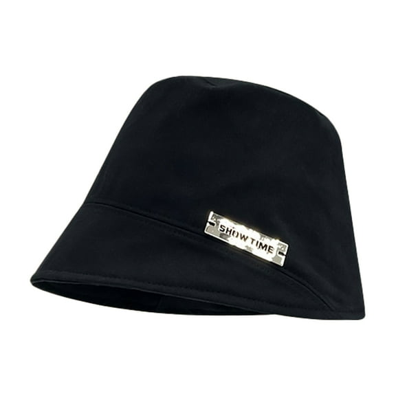 56-58cm hat circumference simple solid color fisherman hat female spring and summer sunshade sunscreen basin hatblack