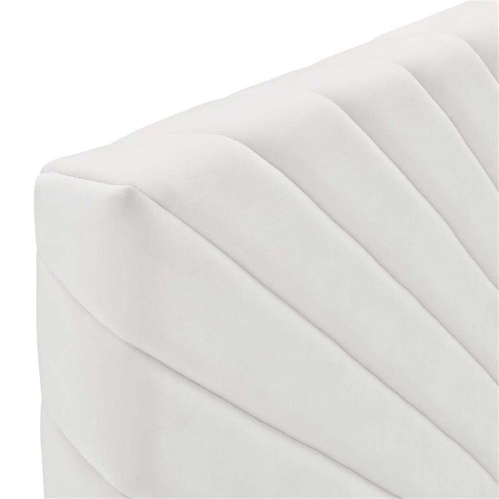 Pemberly Row Angular Channel Tufted Velvet Full/Queen Headboard in White