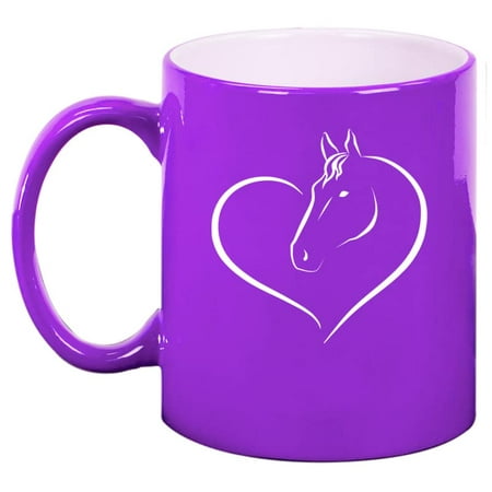 

Heart Horse Ceramic Coffee Mug Tea Cup Gift for Her Sister Wife Friend Coworker Boss Grandma Birthday Cute Equestrian Horseback Riding National Horse Day Horse Lover (11oz Purple)