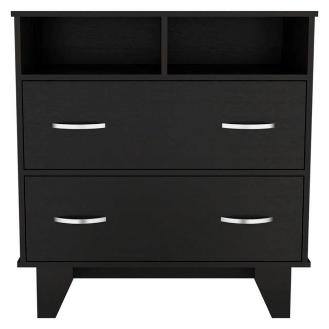 TUHOME Commode à Deux Tiroirs Portanova - Bois d'Ingénierie Noir