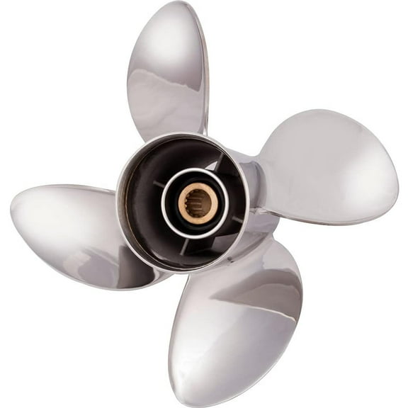 New Stainless Steel Propeller Compatible With Yamaha Vmax Sho 15 Spline 115 50-130 Hp For Years 2016-2021 By Part Number 3454-135-13 Diameter 13.5 Pitch 13 Blades 4 Spline Tooth 15 Left Hand Rotation