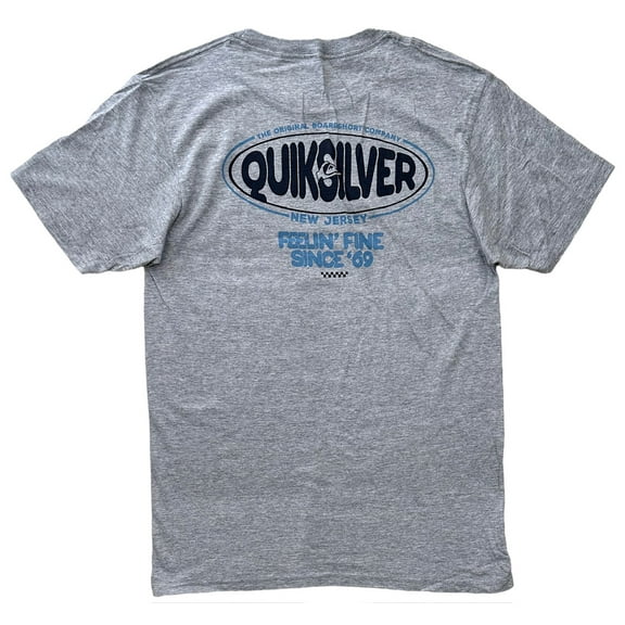 Quiksilver Men's Retro Logo New Jersey Graphic Tee T-Shirt in Heather Grey (Small, Heather Grey)
