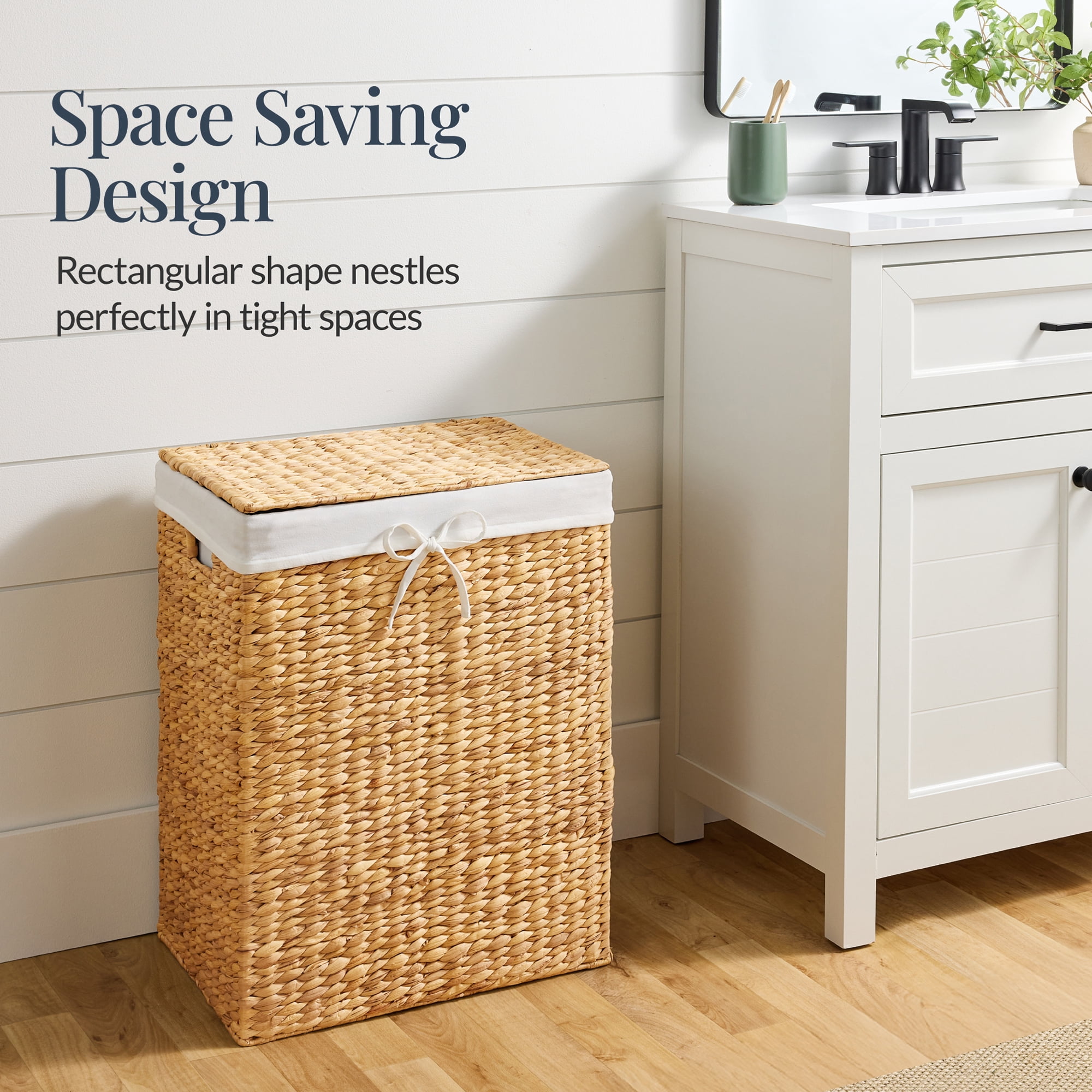 Best Choice Products Large Laundry Hamper w/Lid, Handwoven Laundry Basket, w/ Removable Liner & Handles - Natural
