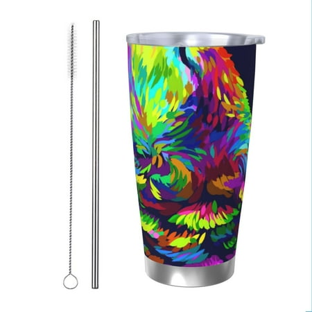 

Vsdgher Howling Wolf 20 Oz Stainless Steel Vacuum Insulated Travel Mug Coffee Cup for Home Office Outdoor Works Great for Ice Drinks and Hot Beverage -Straw Two-piece Set