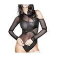 thumbnail image 1 of ITFABS Combinaison en Maille Transparente pour Femmes, Ajustée, Manches Longues, Tenue de Boîte de Nuit, 1 of 7