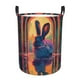 thumbnail image 1 of Balery Neon Rabbit In Archway Cesta de ropa redonda con asas, impermeable, independiente, para ropa, juguetes, dormitorio y familia-Small, 1 of 6