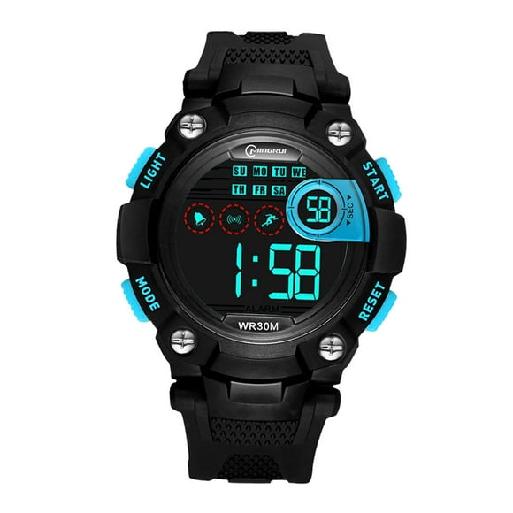 Reloj electrónico resistente al agua 12/24 horas Indicación de 24 horas Cronógrafo Cronómetro azul