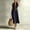 Navy, Brown, variant on Women's V Neck Sleeveless Self Belt Midi Dress, Fake Two Tone Layered Loose Casual Dress with Side Pockets Blue XL(XL)