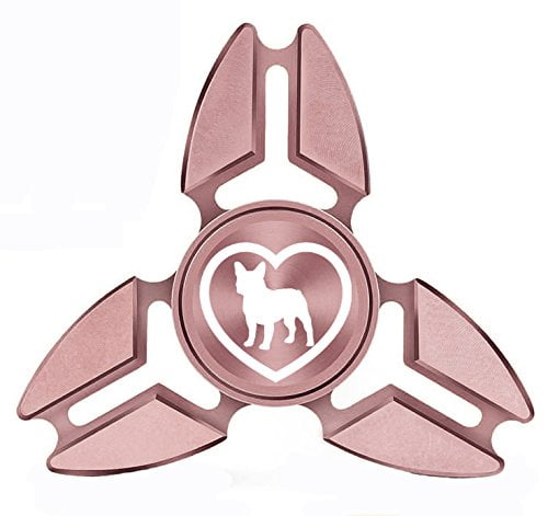 Fidget Spinner Tri-Spinner Aluminum Metal French Bulldog Heart 