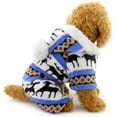 thumbnail image 5 of Suéter cálido para mascotas, suéter de cuello alto para perros con capucha para cachorros y gatos, capucha de algodón cálido (azul, XL), 5 of 5