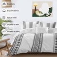 thumbnail image 3 of 3 Piece White Boho Duvet Cover Set Twin Size,Microfiber Comforter/Quilt Cover with Corner Ties and 2 Pillowcases,Farmhouse Simple Abstract Striped Geometric All Season Bedding with Zipper Closure, 3 of 8
