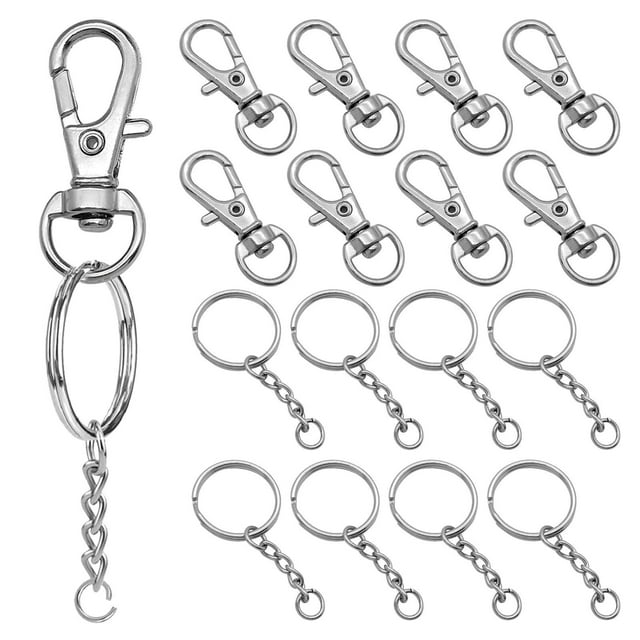 Juego de ganchos giratorios de 150 Uds., llaveros divididos de acero inoxidable con cadena y anillos de salto a granel para llavero, cordón, suministros para manualidades