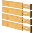 thumbnail image 1 of Ryqtop Organizadores de cajones de bambú, organizador de cajones de cocina, divisor de cajones ajustable para ropa, cocina, tocador, dormitorio, baño y oficina, paquete de 4 (natural, 12-17 pulgadas), 1 of 5