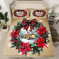 thumbnail image 2 of Feelyou Red Poinsettia Flower Full Size Sheets, Winter Christmas Cabin Bed Sheets, Teens Boys Girls Sheet Sets, Luxury Bedroom Decor, 4pcs, 2 of 7