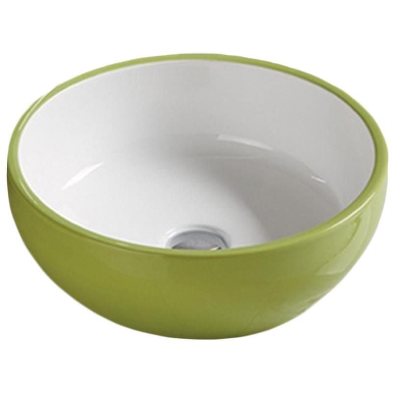 American Imaginations 16.14-in. W Above Counter Olive-White Bathroom Vessel Sink For Wall Mount Wall Mount Drilling AI-28378