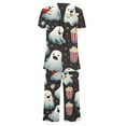 thumbnail image 3 of Tnhcen Ghastly Crew Neck Halloween Spooky Print Pajamas Set Women’s 2-Piece Short Sleeve Pjs with Capri Pants Pockets S-3XL, 3 of 4