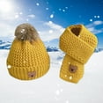 thumbnail image 2 of AWZXDE Children's Winter Warm Hat Scarf Set 3-12 Years Boys Girls Cotton Lined Soft Knit Cap Two-Piece Cold Weather Daily Wear Yellow, 2 of 4