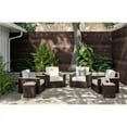 thumbnail image 6 of Homestyles Palm Springs Brown Outdoor Side Table Pair and Four Armchairs, 6 of 13