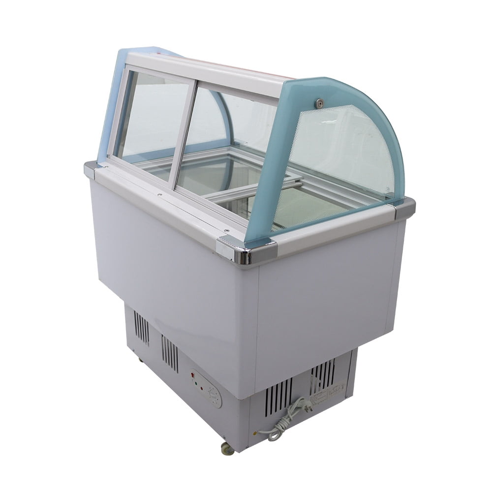 INTSUPERMAI Commercial Ice Cream Freezer 10 Pans Gelato Display Freezer Showcase
