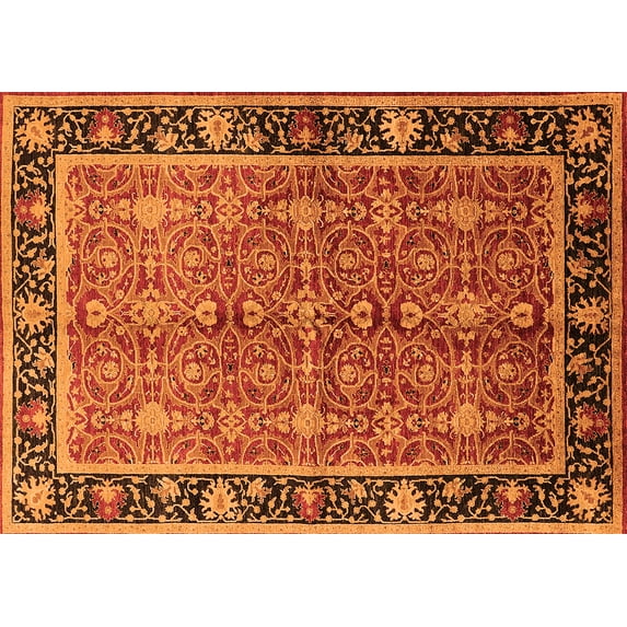 Ahgly Company Indoor Rectangle Oriental Orange Industrial Area Rugs, 2' x 5'