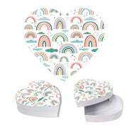 Koyal Wholesale Valentine's Day Heart Shaped Gift Box with Lid, Rainbows, Reusable Heart Box, 8"x6", 1-Pack