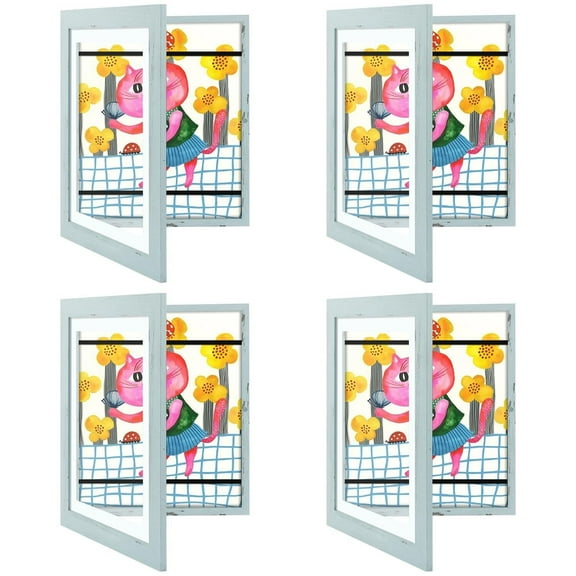 Golden State Art 10x12.5 Kids Art Front-Opening Picture Frames, Teal Blue, Set of 4