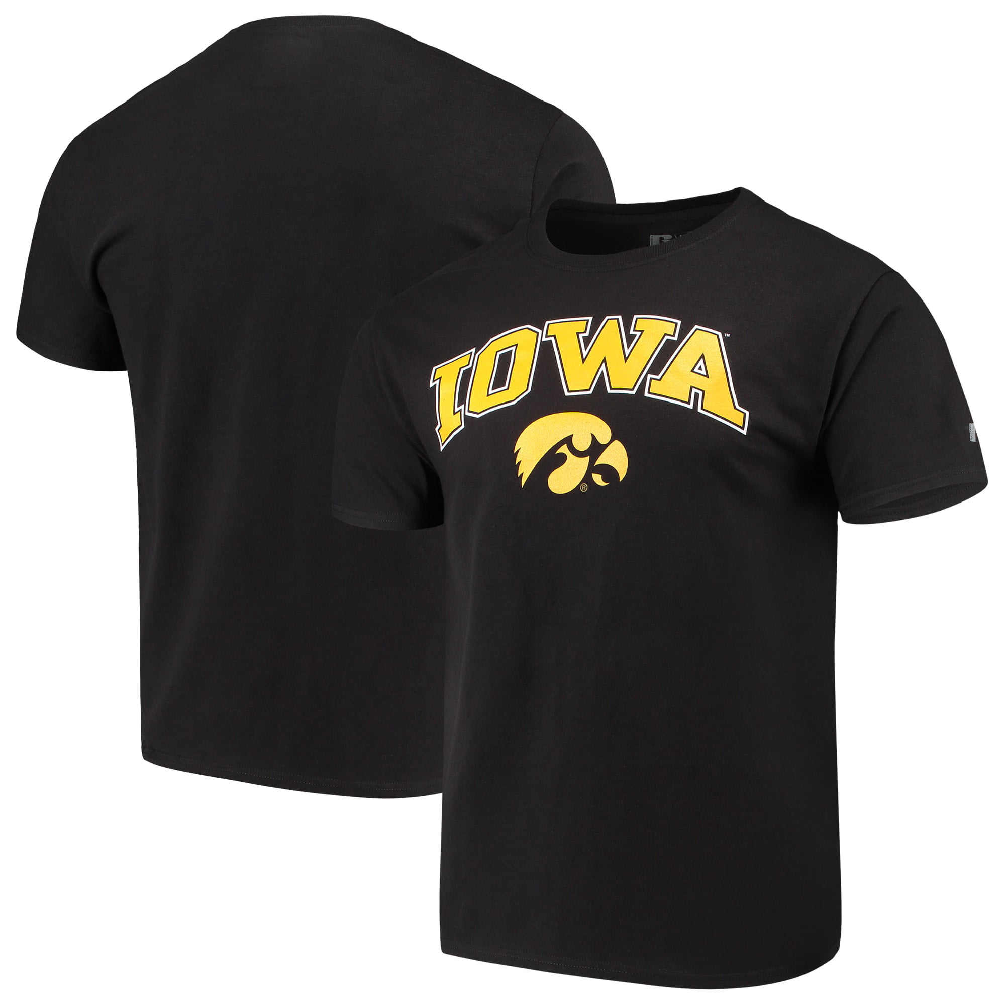 Men's Russell Athletic Black Iowa Hawkeyes Crew Core Print T-Shirt ...