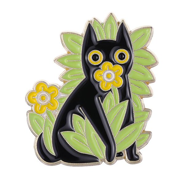 Broche con insignia de la serie Black Cat And Plant YONGSHENG Aleación