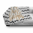 thumbnail image 3 of Live Laugh Love Soft Flannel Fleece Throw Blanket, Calligraphic Artwork Zigzags Chevron Stripes, Cozy Plush for Indoor and Outdoor Use, 50" x 70", Black White and Peach, by Ambesonne, 3 of 6