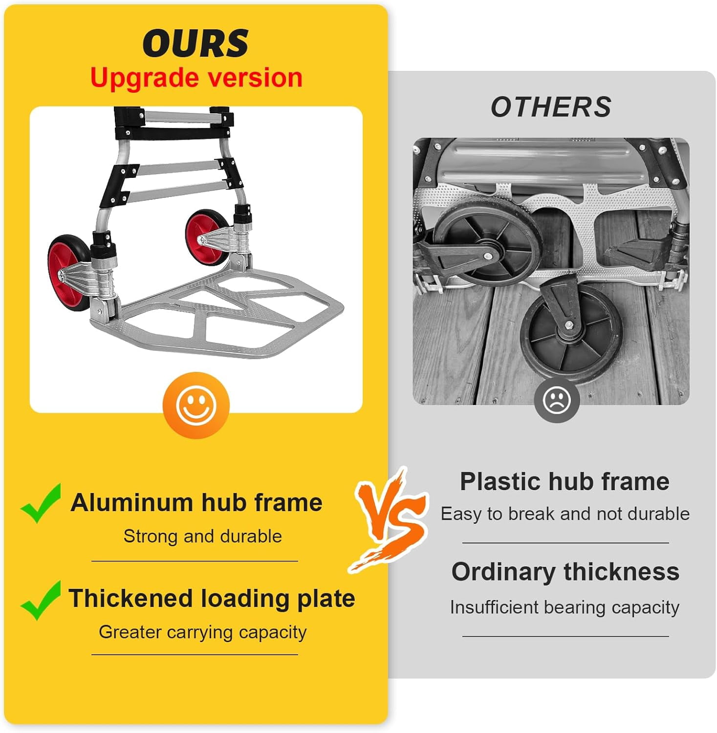 360 LBS Folding Hand Truck Dolly Cart, Upgraded Aluminum Hub Frame, Portable Aluminum Dolly Cart with Swivel Handle and Elastic Cord for Moving, Warehousing, Shopping, Travel, Office Use (Silver)