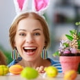 thumbnail image 4 of Easter Theme Rabbit Egg Carrot Set Leather Earrings Jewelry, 4 of 9