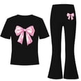 thumbnail image 5 of Rvasteizo Girls Summer Set Print Crew Neck Short Sleeve Tee and Fashion Casual Long Pants 2 Piece Set for Kids 5-15 Years, 5 of 5